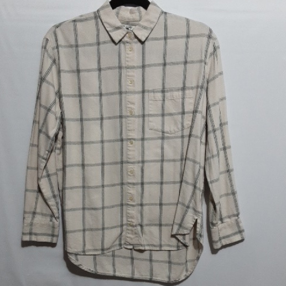 Madewell WomenS Beige Plaid‎ Button Down Shirt